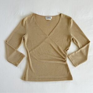 A. Byer Y2K Metallic Wrap Ruched Top | Gold | Size M | EUC